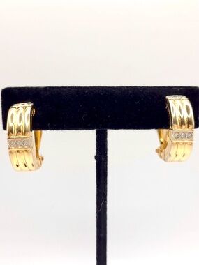 Vintage Nina Ricci Gold Tone Half Hoop Clip-On Earrings